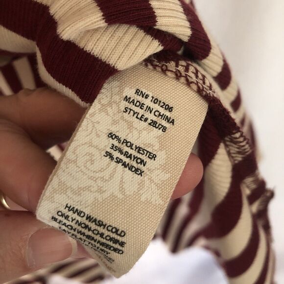 Soft Surroundings Red & White Striped Midi Dress, Asymmetrical Skirt, Size S - Picture 4 of 7